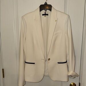 Tommy Hilfiger Women’s White Blazer with Navy Accents